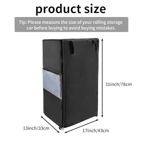 Utility Cart Cover & Utility Cart Accessories,Storage Pockets and Zipper, Fits 17" L x13 W x31 H Shelving Units, Indoor/Outdoor Use, Easy to Clean (Without Rolling Cart)