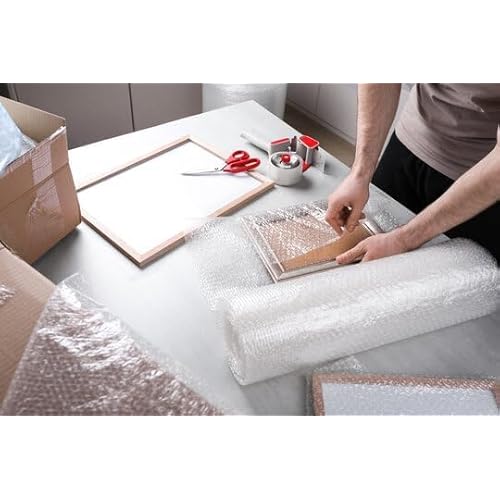 [72 Total Feet] Perforated Bubble Wrap Roll [2 Pack - 12inch x 36ft Rolls] Cushioning Packing Wrap for Moving Shipping Packaging with 10 Fragile Stickers, Clear