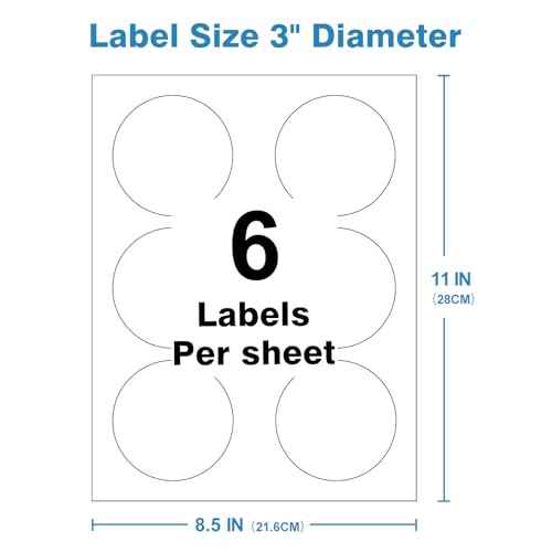 3" Circle Sticker Labels, Round Printable Sticker to Write On, Sticker Paper for Inkjet Printer, (6 Labels/Sheet), 30 Sheets