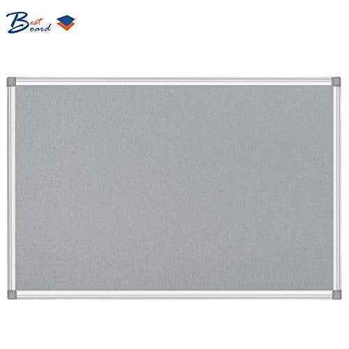 Gray Bulletin Board, Felt Board 24 x 36 inches, Memo Board, Message Board, Notes Manager with Silver Aluminum Frame for Home, School and Office