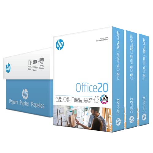 HP Printer Paper 8.5 x 11 - 20lb White Copy Paper, 3 Ream Case (1500 Sheets) - Made in USA, FSC Certified