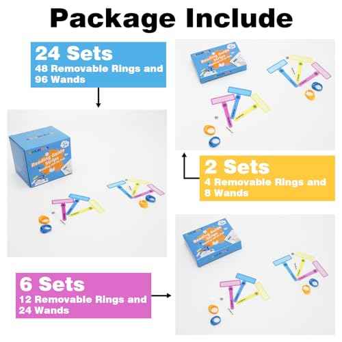 2 Pack Guided Reading Strips, Highlighter Dyslexia Tools for Kids, Colorful Text Overlays for Early Readers, ADHD Finger Trackers Highlight (12 PCS - 8 Wands and 4 Removable Rings)