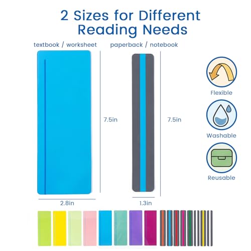 Koogel 22-Piece Guided Reading Strips Kit with 16 Colored Overlays & 6 Highlighters - Mixed Colors