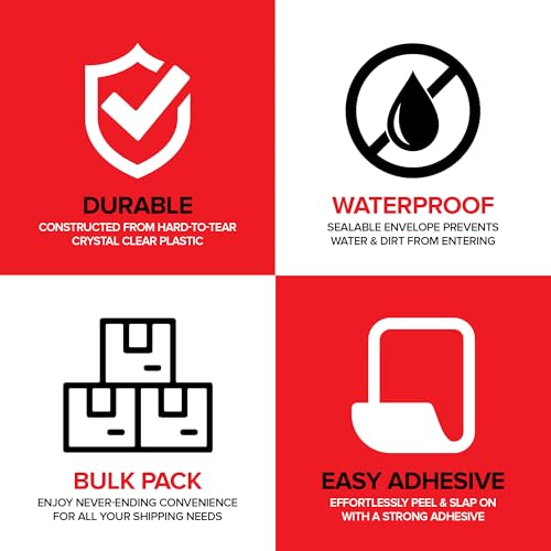 Stock Your Home 1000 Pack Waterproof Shipping Label Envelopes 4.5x5.5 - Clear Packing List Enclosures with Adhesive - Mailing & Invoice Pouches