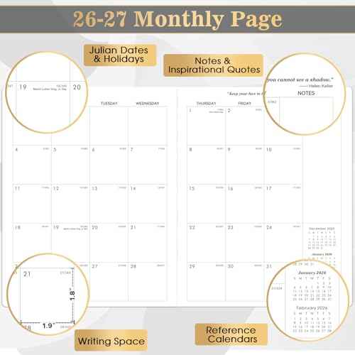 2026-2027 Monthly Planner/Calendar - 2 Year Calendar 2026-2027, Jan. 2026 - Dec. 2027, 9'' ¡¿ 11'', 24 Months Planner with Embossed Cover, Inner Pocket, Premium Paper, Elastic Closure