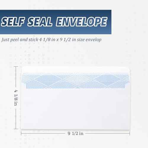 Yeplan 60PCS #10 Envelopes Letter Size Self Seal Business Envelopes No Window Security Mailing Envelopes Size 4-1/8 x 9-1/2 Inch - White 24LB Paper