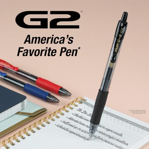 Pilot G2 Premium Gel Pens Fine Point 0.7mm Black Ink 12-Pack