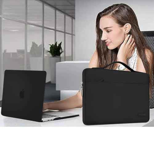 MOSISO Compatible with MacBook Air 13 inch Case 2025 2024 2023 2022 M4 A3240 M3 A3113 M2 A2681, Hard Shell&Sleeve Bag&Keyboard Skin&Webcam Cover&Screen Film for MacBook Air 13.6 inch, Black
