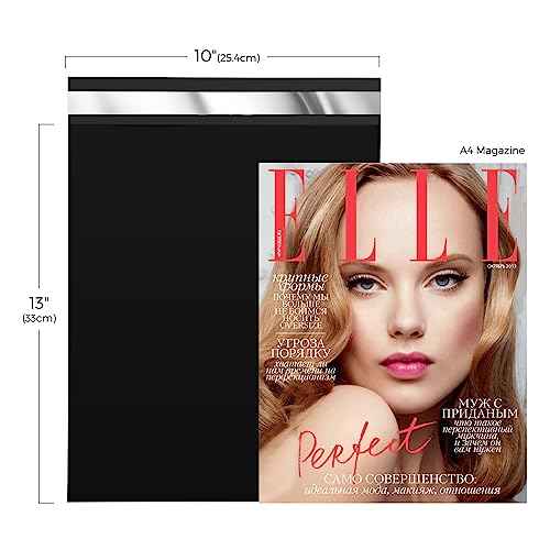 Fuxury 500Pcs Poly Mailers 10x13 Inch,Shipping Bags Bulk for Clothes,Strong Adhesive Shipping Envelopes for Small Business,Self Seal Mailing Bags,Black