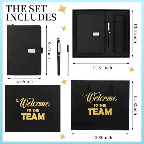 Thenshop Set of 5 New Employee Welcome to The Team Gift Sets Notebook Pen and Tumbler Welcome to The Team Box Employee Appreciation Gift Sets for New Worker Men Women Office(Black)