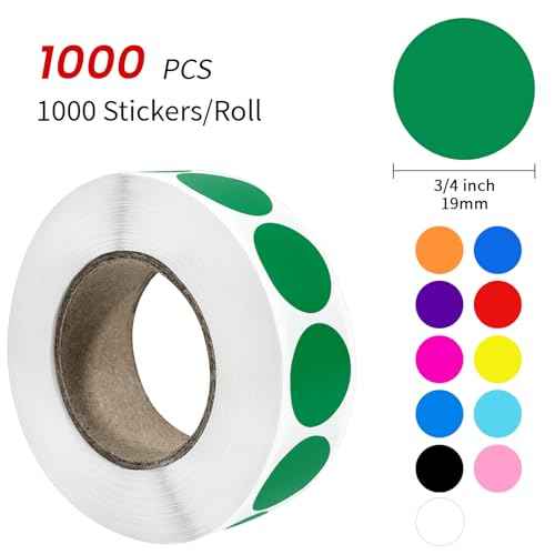1000 PCS 3/4" White Dot Stickers Round Circle Colored Coding Labels Garage Yard Sale Dot Stickers for Toddlers, Classroom£¬Office