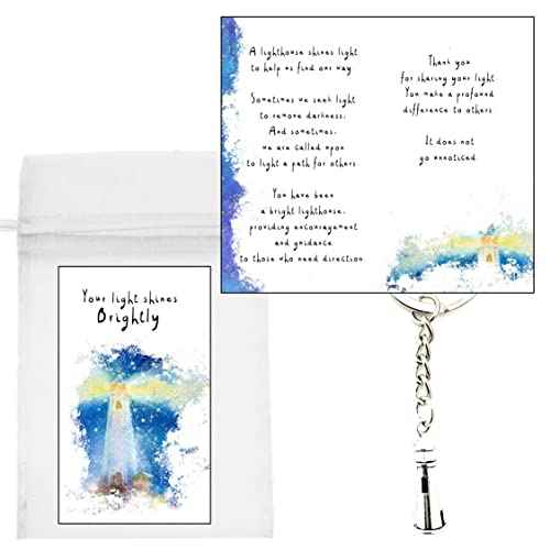 Smiling Wisdom - 20 Bulk Gifts - Employee Light a Path for Others Cards and Beacon Gift - 60pcs - Team Staff Teachers Students Leaders - Lighthouse Keychains