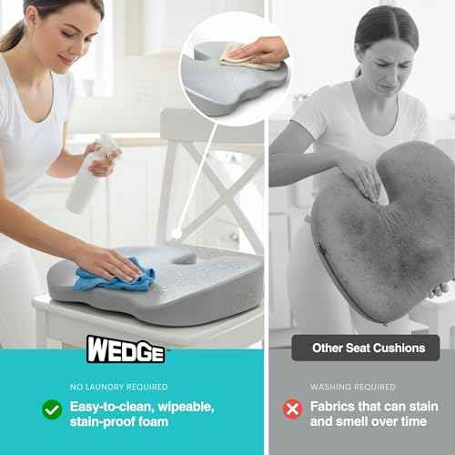 Upseat Wedge Ergonomic Seat Cushion, Made of Soft Foam, Wipeable Non-Fabric Posture Support for Office Chair ? Promotes Upright Sitting & Relieves Tailbone Pressure and Sciatica, Made in North America