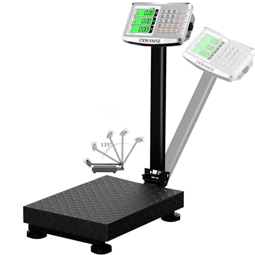 CXWAWSZ Black 660lb Commercial Stainless Steel Platform Scale with LCD Display