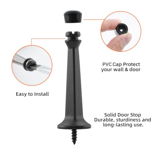 Home Master Hardware 3" Heavy Duty Solid Door Stop – 12 Pack, Matte Black