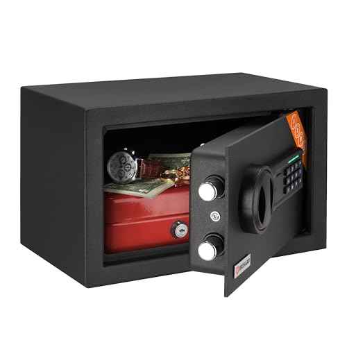 Home Electronic Safe 7.87"H x 12.2"W x 7.87"D, Money & Jewellery Lockable Box 0.39 Cubic Feet, Compact SafetyBox with Digital Keypad Lock LED Screen, Mini Safe Box for Home