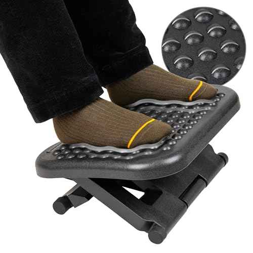 Mind Reader Foot Rest, Under Desk at Work, Ergonomic, Height Adjustable, Office, Plastic, 17" L x 13" W x 6.25" H, Set of 2, Black