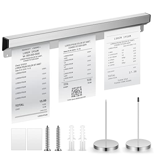 Henoyso Restaurant Ticket Holder Set 16 Inch No Slot with 2 Spikes - Aluminum & Steel