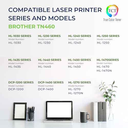 TCT TN460 Toner Cartridge 2 Pack - Premium Compatible Replacement for Brother TN-460 TN460 Black High Yield Works with Brother DCP-1200 1400 HL-1230 1240 1250 1270N MFC-8300 Printers (6,000 Pages)