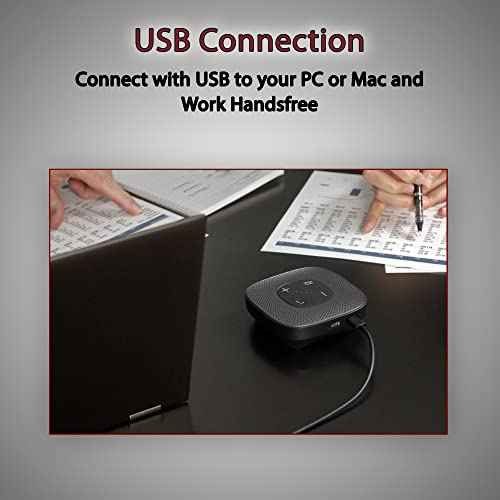 Cyber Acoustics Conference Speakerphone (SP-2000) - USB and Bluetooth, Advanced DSP with 360 Degree Noise Cancelling Microphone with 3m Range, 66 Ft BT Wireless Range