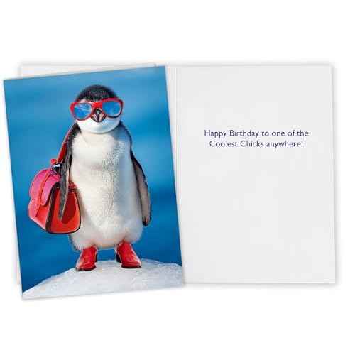 Funny Penguin Birthday Card for women, wife, mother, girls, sisters, or anyone.