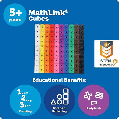 MathLink Cubes Set of 100 Educational STEM Math Manipulatives for Kids
