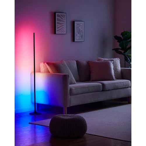 MYZI LED Floor Lamp, RGB Corner Lamp, Smart Corner Floor Lamp with Remote, Alexa, and App Control, Dimmable Lamp with Music Sync