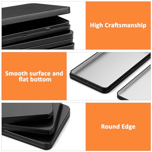 Hipiwe 4-Pack Metal Rectangular Cash Box with Lid - Small Black Currency Money Holder