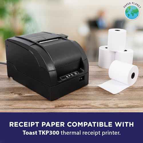 1-Ply White Bond Paper for Toast Kitchen Printer by Paper Planet | 20 Rolls | Compatible with TKP300 SNBC BTP-M300