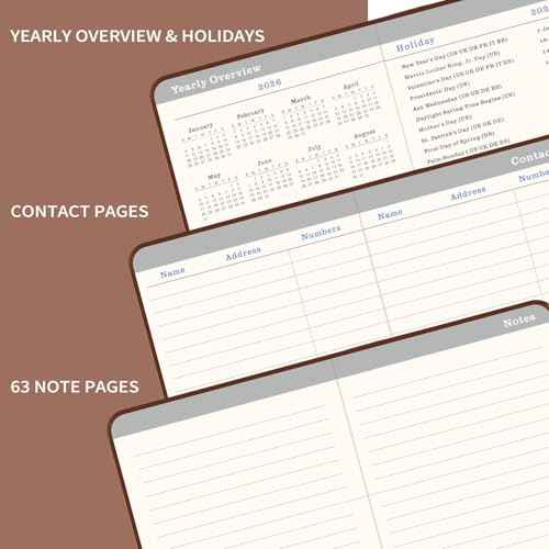 2026-2028 Monthly Pocket Planner - 3 Year Calendar, Faux Leather Cover, JAN 2026 - DEC 2028, 3.8" ¡¿ 6.3", Pen Holder, 2 Bookmarks, Back Pocket