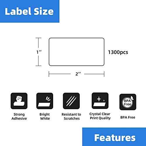 12 Rolls 2" x 1" Direct Thermal Labels for Barcodes Postage Address Shipping Labels Compatible with Rollo & Zebra Desktop Printers Adhesive - 1300 Labels/Roll