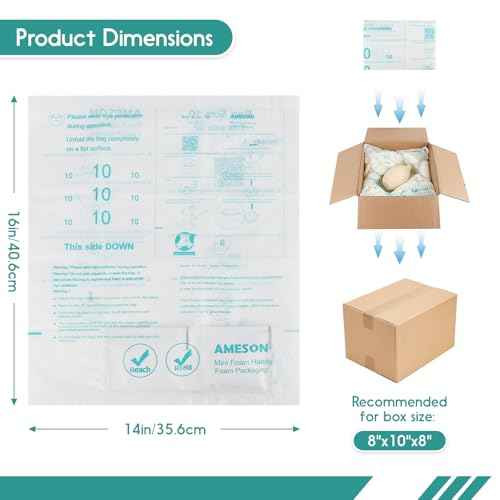 Foam Bags for Shipping - 20 PCS 14¡¿16 Inch Expanding Foam Packaging, Protective Packaging Cushioning Pads for Fragile Items, Electronics, Glassware