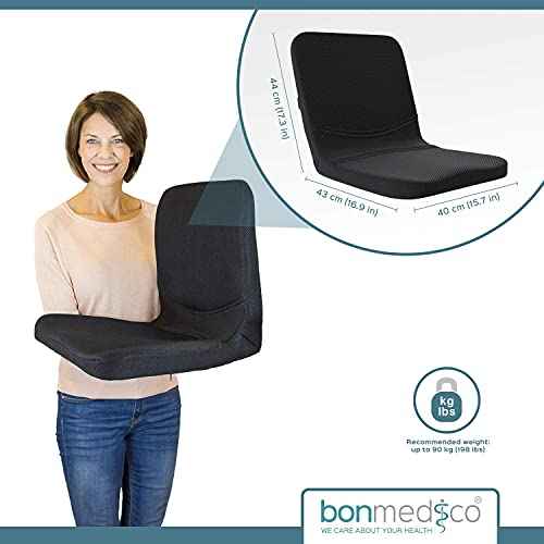 bonmedico Back Support Cushion with Seat ? Ergonomic Lumbar Support Pillow Seat Cushion for Office Chair Car Gaming Home Portable Non-Slip Design with Washable Cover ? Ideal Gift for Comfort Posture