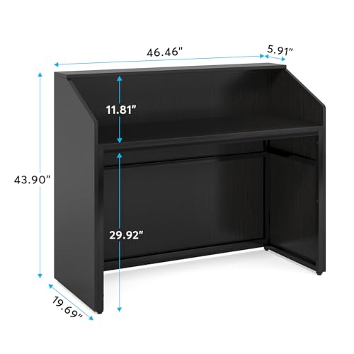Tribesigns Reception Desk with Counter, Modern Front Desk Reception Room Table with Cable Grommet, 47 inch Retail Counter for Checkout, Lobby, Beauty Salon, Home Office Desk, Black
