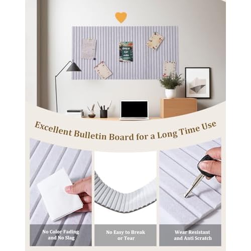 48x32 inches Large Bulletin Board, Decorative Felt Pin Board, 0.35¡° Thick Foldable Photo Display Board with Self-Adhesive Tape, Vision Board for School Home Kitchen Office Walls - Dark Camel