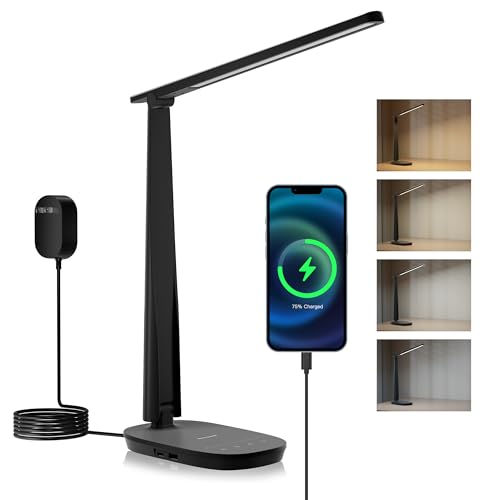 Honeywell HWT-H2 LED Desk Lamp Black, Eye-Caring Full Spectrum, USB Charging