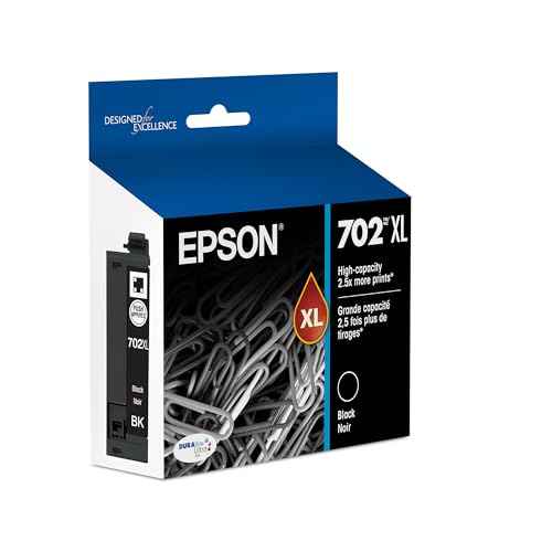 EPSON 702 DURABrite Ultra Ink High Capacity Black Cartridge (T702XL120-S) Works with WorkForce Pro WF-3720, WF-3730, WF-3733