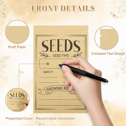 150Pcs Seed Envelopes 2.75 x 3.74 Inches Resealable Storage Packets