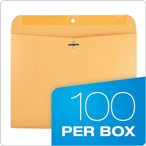 9 x 12 Inch Clasp Envelopes Brown Kraft Heavyweight 28 lb - 100 Pack