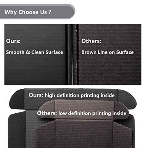 9x6.5x2 Inches Black Shipping Boxes 25 Pack - Corrugated Cardboard Mailing Box for Small Business, Tab Locking Literature Mailer Packaging Supplies for Packing Digest Size Book Gifts Craft DVD