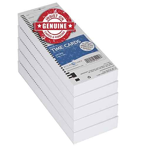 Pyramid Time Systems, 44100-10PK5, 500 Count Genuine and Authentic Time Cards for 4000, 4000Pro, 4000ProK and 5000 Series Time Clocks from Pyramid, Time Cards, White, 3.5 by 9 inches