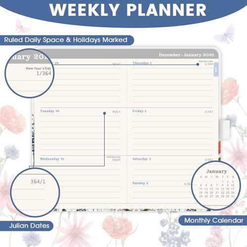 2026 Pocket Calendar - 2026 Pocket Planner for Purse, Jan. 2026 - Dec. 2026, 6.3''¡¿3.8'', Weekly & Monthly Planner with Pen Loop - Floral