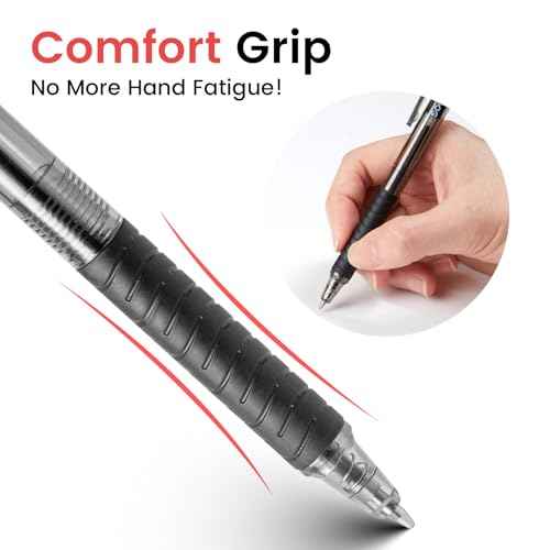 Sooez 40 Pack Bulk Pens Ballpoint Smooth Writing pens, Retractable Black Ink Pen, Medium Point 1.0mm Click Pens for Journaling, Soft Grip Box of Pen Office Supplies for Nurse,Server, Note Taking,Black