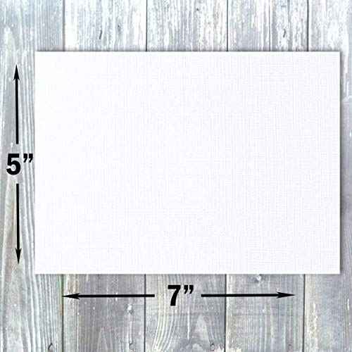 Hamilco White Linen Cards and Envelopes - Flat 5" x 7" Cardstock Paper 80lb Cover 100 Pack