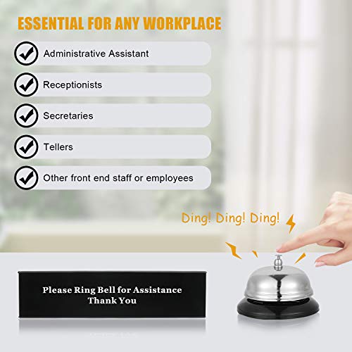 Boao Metal Desk Service Bell with Double-Sided Sign for Reception & Hotels