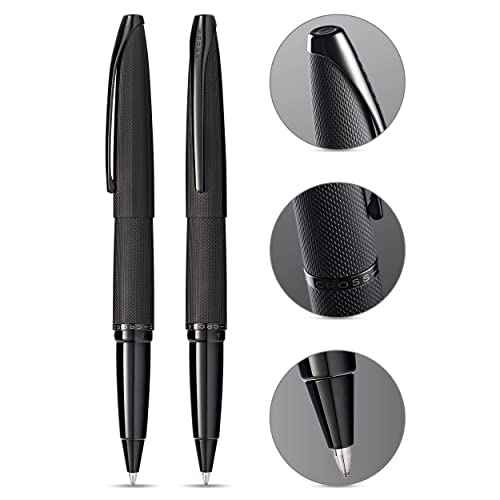 Cross ATX Refillable Rollerball Pen Presented in a Luxury Gift Box - Medium Point, Black Ink, Sandblasted Black