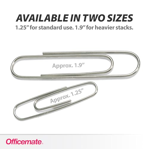 Officemate Premium #1 Paper Clips, 1,000 Count (10 Boxes of 100) – Silver, 1000-Count Value Pack