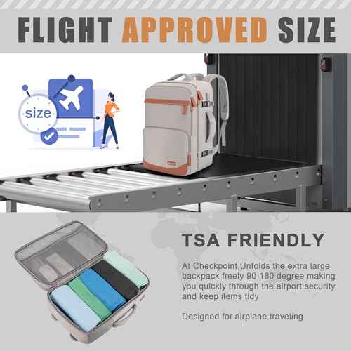 40L Travel Backpack with USB Charging Port, Water-Resistant Carry On Backpack for Men Women, Business Laptop Backpack for Trips & Commutes, Fits 15.6/17.3 Inch Laptop