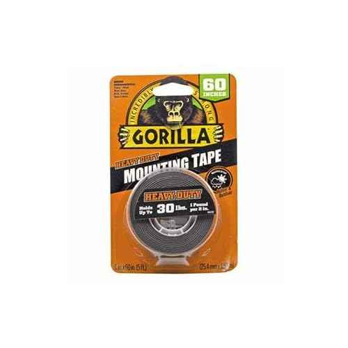 Gorilla Heavy Duty Double Sided Mounting Tape, 1" x 60", Black, (Pack of 5)