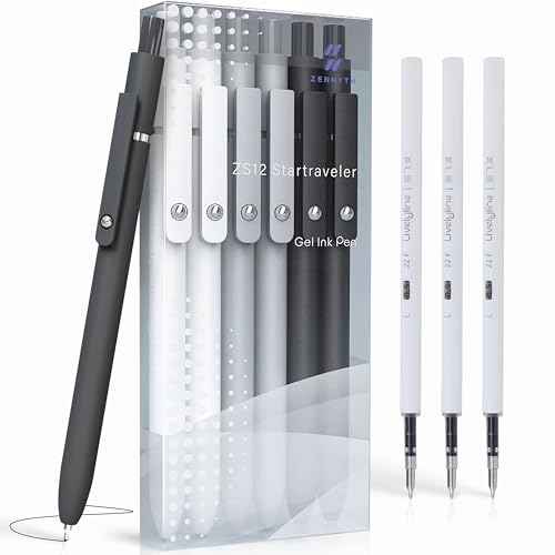 Aesthetic Gel Ink Pens, 0.5mm Fine Point for Smooth Writing, 6 Pens + 3 Refills No Smear & Bleed Quick Dry, Retractable, Ideal for Journaling and Note-Taking, Stylish Office and School Supplies